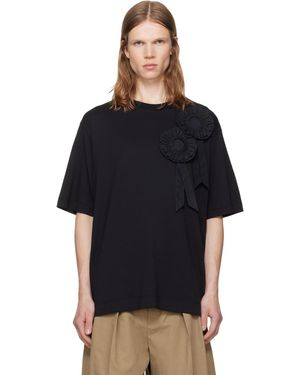 Simone Rocha T-Shirt Droit Noir À Appliqués De Rosette
