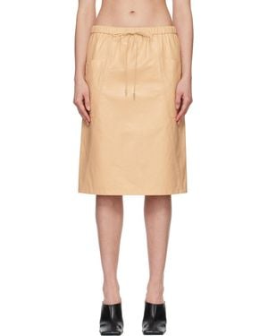 Alaïa Pencil Calfskin Midi Skirt - Natural