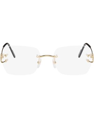 Cartier Lunettes Carrées Percées Dorées - Noir