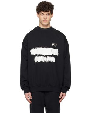 Y-3 ブラック グラフィック クルーネック スウェットシャツ