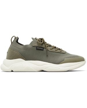 HUGO Woven & Faux-Suede Trainers - Black
