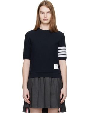 Thom Browne Textured Cotton Pique 4-Bar T-Shirt - Black