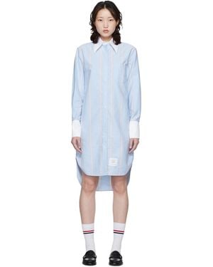 Thom Browne Exaggerated Easy Fit Point Collar Shirt Minidress - Black