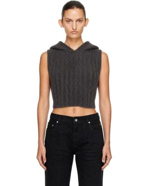 Rick Owens Tower Cropped Tank Hoodie - Black