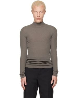 Rick Owens Tower Ribbed Lupetto Jumper - Grey