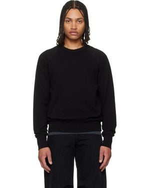 Les Tien French Terry Binded Neck Raglan Sweatshirt - Black