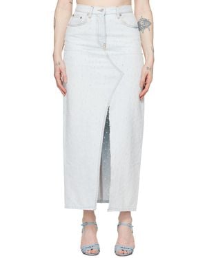 MSGM Distressed Denim Maxi Skirt - White