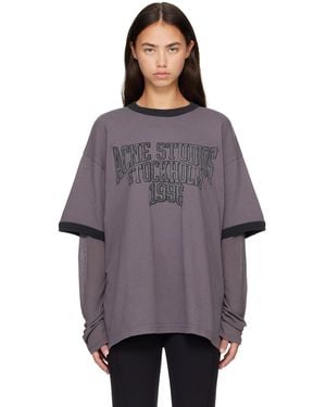Acne Studios Layered Graphic Long Sleeve T-Shirt - Purple