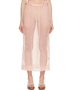 Simone Rocha Gathered Waist Cord Midi Skirt - Pink