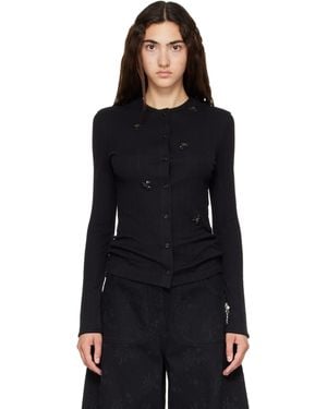 Simone Rocha Turbo Embellished Pointelle Cardigan - Black
