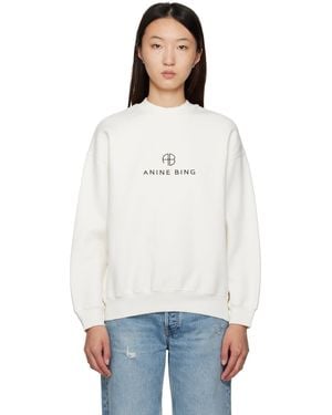 Anine Bing Off- Jaci Monogram Sweatshirt - White