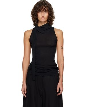 LE17SEPTEMBRE Scarf Sleeveless Jersey Top - Black