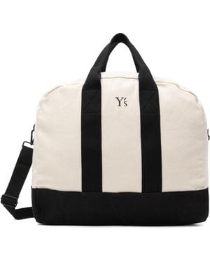 Y's Yohji Yamamoto Off- & Canvas Combi Boston Tote - Black