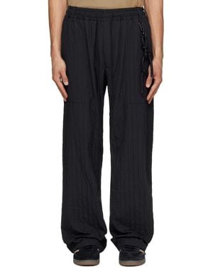 Song For The Mute Wide Weave Stripe Gym Track Trousers - Black