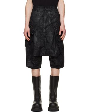 Julius Short Technique Kite Noir En Denim Enduit