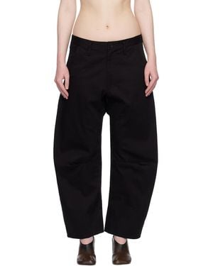 Y's Yohji Yamamoto Cotton Twill Wide Trousers - Black