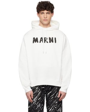 Marni ホワイト Crayon ロゴプリント オーガニック フーディ - ブラック