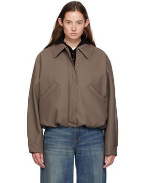 Kassl Taupe Short Rubber Bomber Jacket - Brown