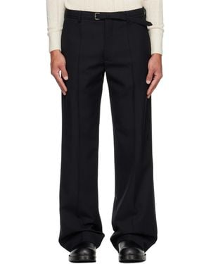 Dries Van Noten Belted Wool Trousers - Black