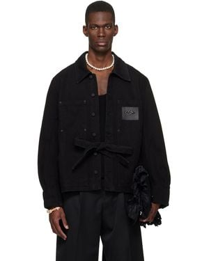 Simone Rocha Workwear Bow Denim Jacket - Black