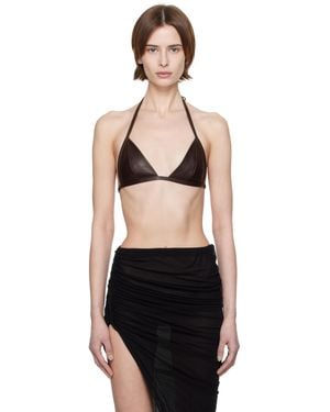 Rick Owens Soutien-Gorge Brun En Cuir D'Agneau Poli - Noir