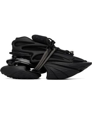 Balmain Leather Unicorn Low-Top Trainers - Black