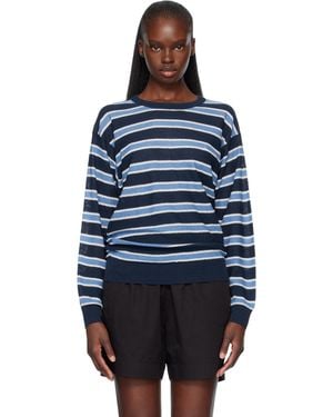 NOTHING WRITTEN Stripe Round Pullover Jumper - Blue
