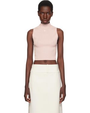 Courreges ピンク Light Rib モックネック クロップド トップス - マルチカラー