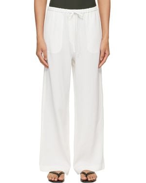 TOTEME Off- Woven Stripe Drawstring Trousers - White