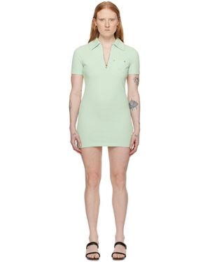 Palm Angels Green Half-zip Minidress - Black