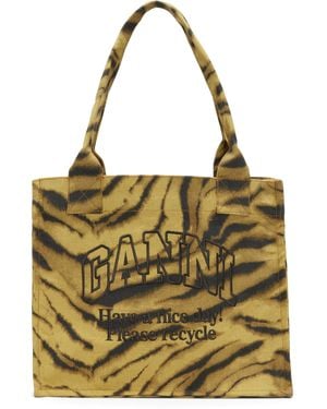 Ganni Zebra Print Large Tote - Metallic