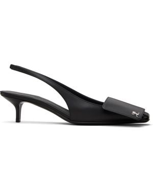 Courreges Fold Leather Slingback Heels - Black