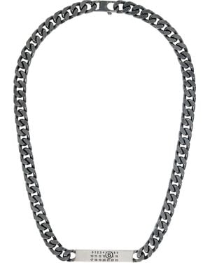 MM6 by Maison Margiela Minimal Logo Id Tag Curb Necklace - Black
