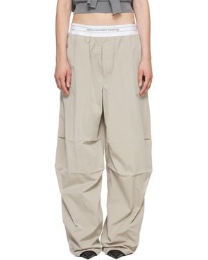 Alexander Wang Mid-Rise Pleated Wide-Leg Lounge Trousers - Grey