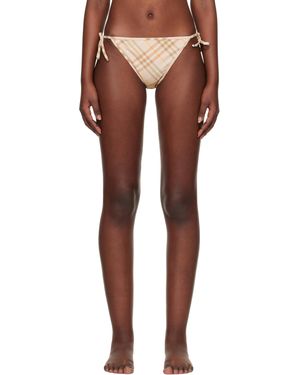Burberry ベージュ チェック ビキニボトム - オレンジ
