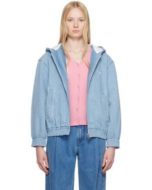 Maison Kitsuné ブルー フード付き ジップアップ デニムジャケット