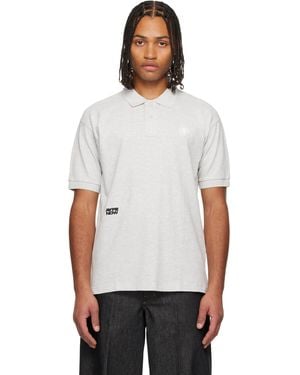Aape By A Bathing Ape Polo Gris À Logos Aapenow Et Moonface - Blanc