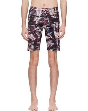 Vivienne Westwood Draped Tartan Fitted Swim Shorts - Blue