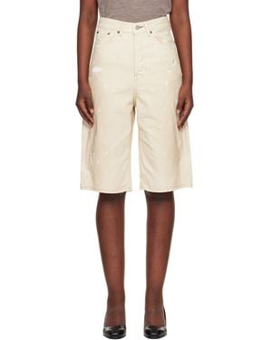 Acne Studios Off- Distressed Denim Shorts - Natural