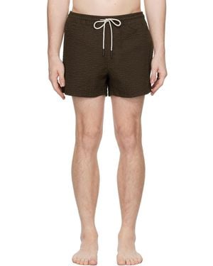 Oas Seersucker Drawstring Swim Shorts - Black