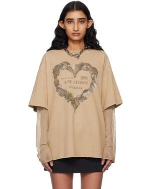 Acne Studios Layered Print T-Shirt - Natural