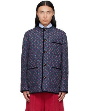 Valentino ネイビー Cherryfic Printed ジャケット - ブルー