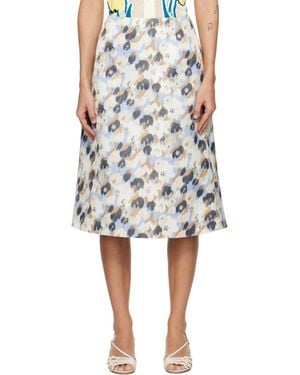 Marni Off- Duchesse 'Secret Bouquet' Print Midi Skirt - Black