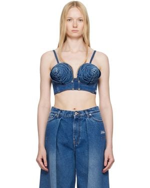 Jean Paul Gaultier 'The Denim Conical Cup Bra' Top - Blue