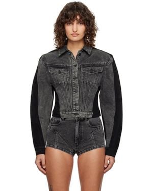 Mugler Bi-colour Denim Jacket - Black