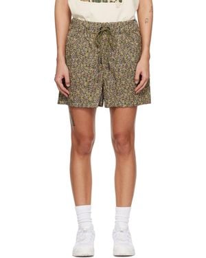 Moncler Grenoble Khaki Floral Shorts - Green