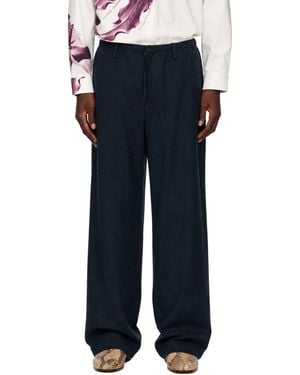 Dries Van Noten Wool Drawstring Pants - Blue