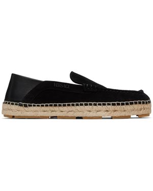 Versace Logo Suede Espadrilles - Black