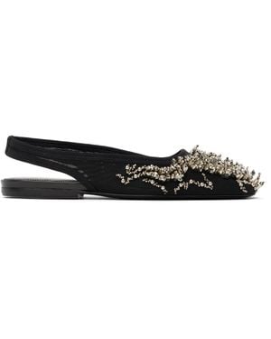Dries Van Noten Embellished Mesh Slingback Ballerina Flats - Black