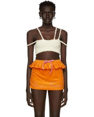 GUIZIO Off- Bouclé Strap Tank Top - Orange